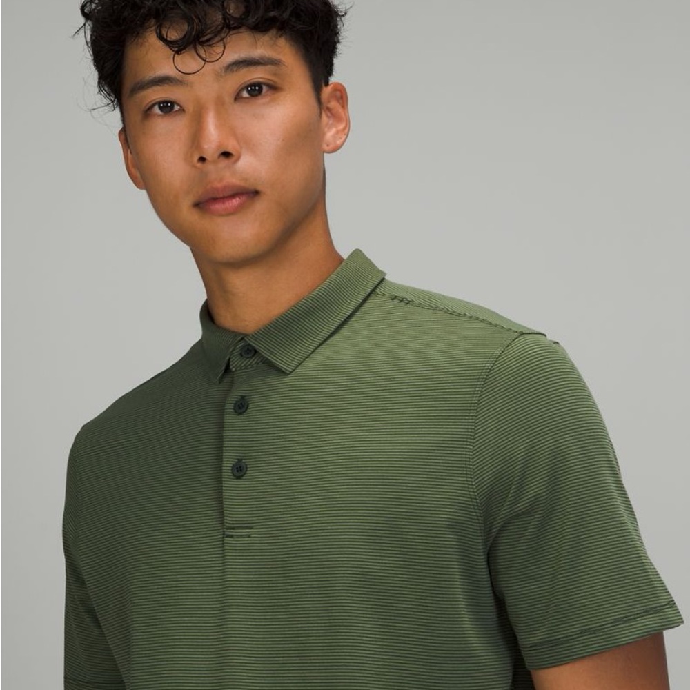 Lululemon Evolution Polo in Tonka Stripe Rainforest Green Green Twill size XL - Picture 4 of 9